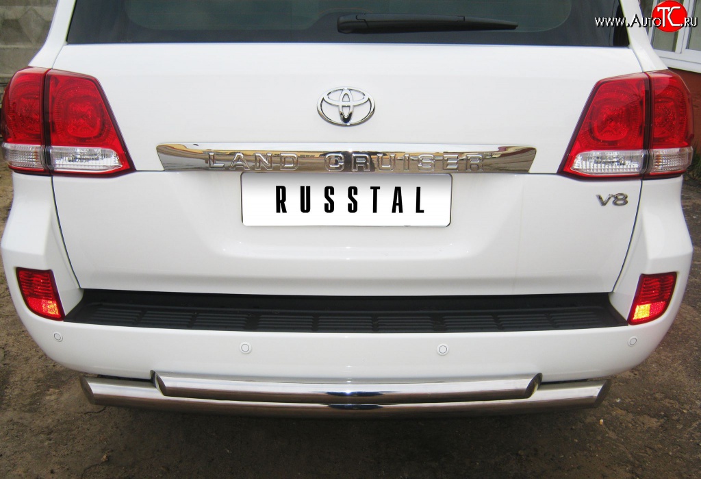 16 449 р. Защита заднего бампера (Ø76 и 63 мм, нержавейка) SLITKOFF Toyota Land Cruiser 200 дорестайлинг (2007-2012)  с доставкой в г. Вологда