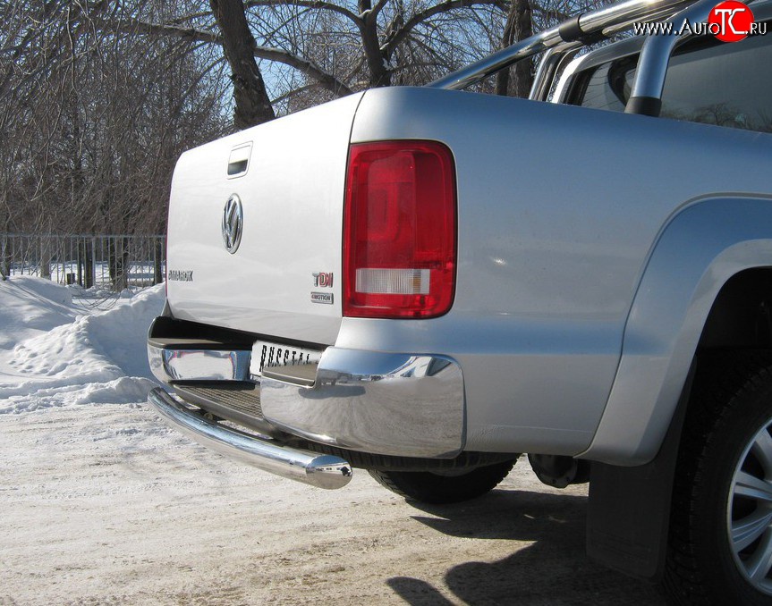 9 999 р. Защита заднего бампера (Ø76 мм, нержавейка) Russtal Volkswagen Amarok дорестайлинг (2009-2016)  с доставкой в г. Вологда