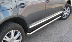 Защита порогов Russtal из круглой трубы диаметром 63 мм Volkswagen Touareg 2 NF дорестайлинг (2010-2014)
