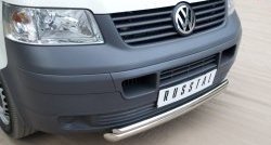 16 999 р. Защита переднего бампера (2 трубыØ63 и 42 мм, нержавейка) SLITKOFF Volkswagen Transporter T5 дорестайлинг (2003-2009)  с доставкой в г. Вологда. Увеличить фотографию 2