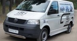 16 999 р. Защита переднего бампера (2 трубыØ63 и 42 мм, нержавейка) SLITKOFF Volkswagen Transporter T5 дорестайлинг (2003-2009)  с доставкой в г. Вологда. Увеличить фотографию 4