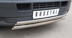 16 849 р. Защита переднего бампера (2 трубыØ75х42 мм, нержавейка) Russtal Volkswagen Transporter T5 дорестайлинг (2003-2009)  с доставкой в г. Вологда. Увеличить фотографию 2