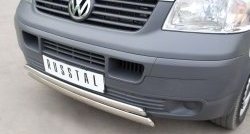 16 849 р. Защита переднего бампера (2 трубыØ75х42 мм, нержавейка) Russtal Volkswagen Transporter T5 дорестайлинг (2003-2009)  с доставкой в г. Вологда. Увеличить фотографию 3