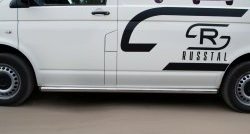 12 749 р. Правая защита порога SLITKOFF из круглой трубы диаметром 63 мм с заглушкой Volkswagen Transporter T5 дорестайлинг (2003-2009)  с доставкой в г. Вологда. Увеличить фотографию 3