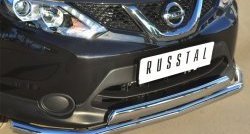 13 499 р. Защита переднего бампера (2 трубыØ75х42 и 63 мм, нержавейка) Russtal Nissan Qashqai 2 J11 дорестайлинг (2013-2019)  с доставкой в г. Вологда. Увеличить фотографию 2