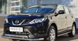 13 499 р. Защита переднего бампера (2 трубыØ75х42 и 63 мм, нержавейка) Russtal Nissan Qashqai 2 J11 дорестайлинг (2013-2019)  с доставкой в г. Вологда. Увеличить фотографию 4