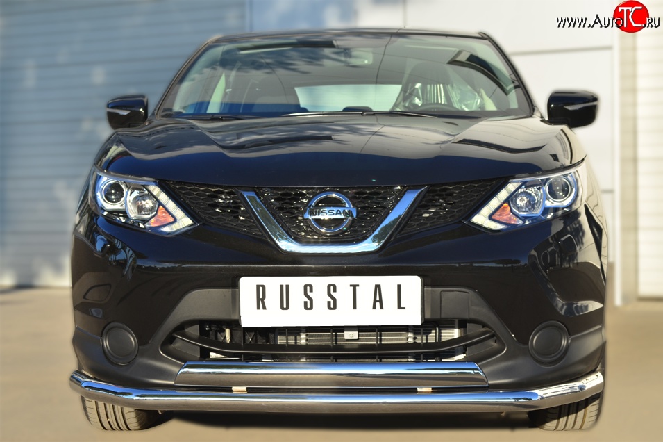 13 499 р. Защита переднего бампера (2 трубыØ75х42 и 63 мм, нержавейка) Russtal Nissan Qashqai 2 J11 дорестайлинг (2013-2019)  с доставкой в г. Вологда