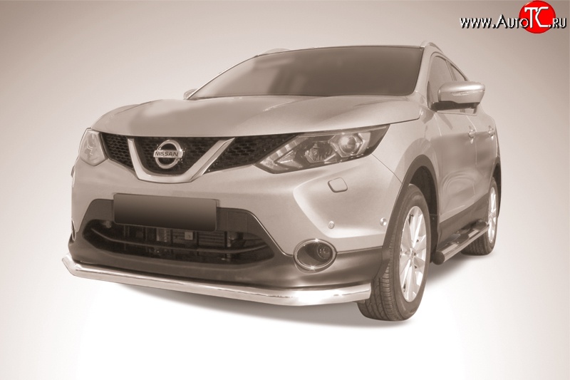 13 749 р. Одинарная защита переднего бампера из трубы диаметром 76 мм Slitkoff Nissan Qashqai 2 J11 дорестайлинг (2013-2019) (Нержавейка, Полированная)  с доставкой в г. Вологда