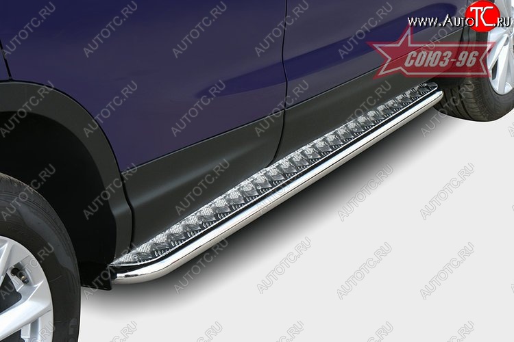 11 474 р. Защита порогов с листом Souz-96 (d42). Nissan Qashqai 2 J11 дорестайлинг (2013-2019)  с доставкой в г. Вологда