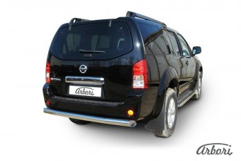13 319 р. Защита заднего бампера Arbori (нержавейка, 1 труба d76 mm). Nissan Pathfinder R51 рестайлинг (2009-2014)  с доставкой в г. Вологда. Увеличить фотографию 2