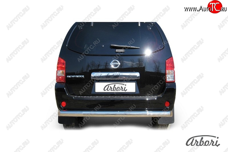 13 319 р. Защита заднего бампера Arbori (нержавейка, 1 труба d76 mm). Nissan Pathfinder R51 рестайлинг (2009-2014)  с доставкой в г. Вологда