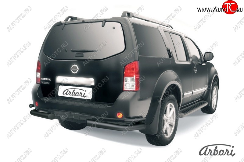 7 469 р. Защита заднего бампера Arbori (уголки, черная, 2 трубы d76 и 42 mm). Nissan Pathfinder R51 рестайлинг (2009-2014)  с доставкой в г. Вологда