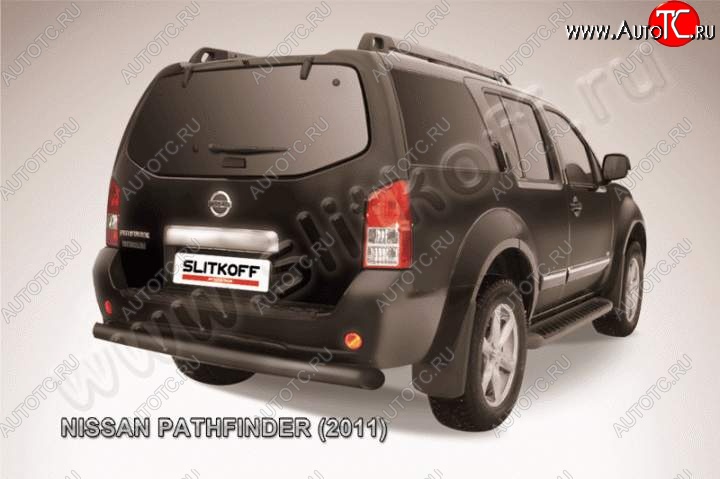 9 449 р. Защита задняя Slitkoff Nissan Pathfinder R51 рестайлинг (2009-2014) (Цвет: серебристый)  с доставкой в г. Вологда