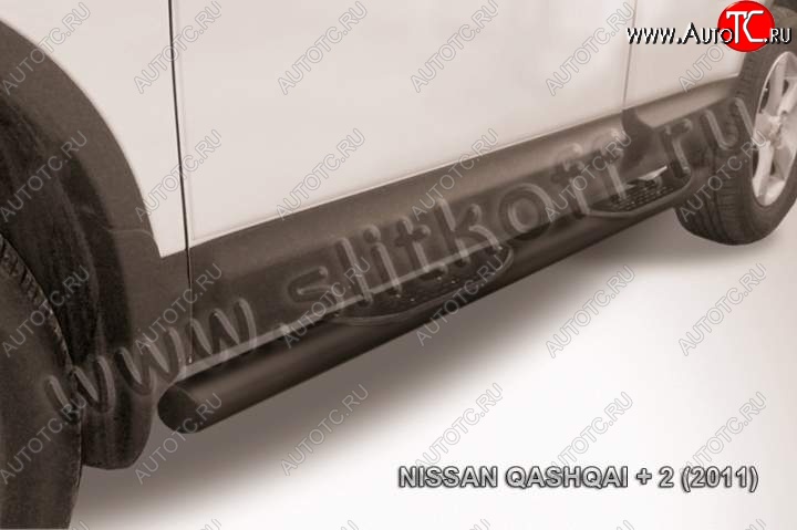 11 649 р. Защита порогов Slitkoff Nissan Qashqai +2 1 J10 рестайлинг (2010-2014) (Цвет: серебристый)  с доставкой в г. Вологда