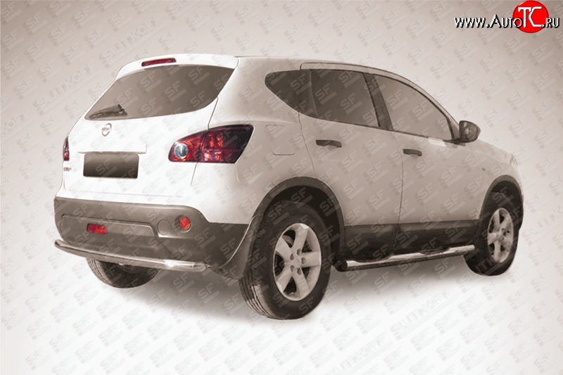 10 899 р. Защита заднего бампера из трубы диаметром 57 мм Slitkoff Nissan Qashqai +2 1 J10 рестайлинг (2010-2014) (Нержавейка, Полированная)  с доставкой в г. Вологда