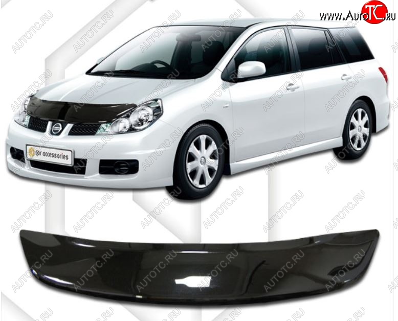 1 999 р. Дефлектор капота CA-Plastic  Nissan AD  Y12 (2006-2016) дорестайлинг (Classic черный, Без надписи)  с доставкой в г. Вологда