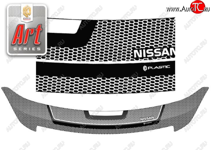 2 299 р. Дефлектор капота CA-Plastiс  Nissan Almera  G15 (2012-2019) седан (Серия Art белая)  с доставкой в г. Вологда
