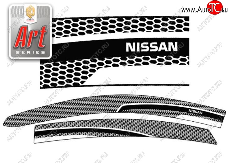 2 199 р. Дефлектора окон CA-Plastic  Nissan Almera  G15 (2012-2019) седан (Серия Art серебро, Без хром.молдинга)  с доставкой в г. Вологда