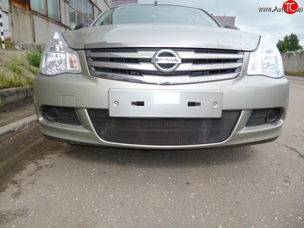2 089 р. Сетка на бампер Russtal (черная) Nissan Almera G15 седан (2012-2019)  с доставкой в г. Вологда