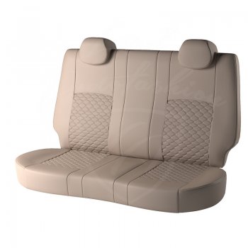 6 399 р. Чехлы для сидений (G11/G15) Lord Autofashion Турин Соты (экокожа) Nissan Almera G15 седан (2012-2019) (Бежевый, вставка Бежевая, строчка Бежевая)  с доставкой в г. Вологда. Увеличить фотографию 2