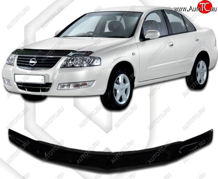 1 899 р. Дефлектор капота CA-Plastic  Nissan Almera Classic  седан (2006-2013) B10 (Classic черный, Без надписи)  с доставкой в г. Вологда