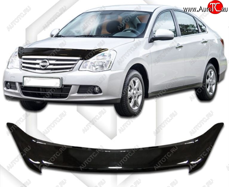2 079 р. Дефлектор капота CA-Plastic Nissan Bluebird Sylphy седан G11 (2005-2012) (Classic черный, Без надписи)  с доставкой в г. Вологда