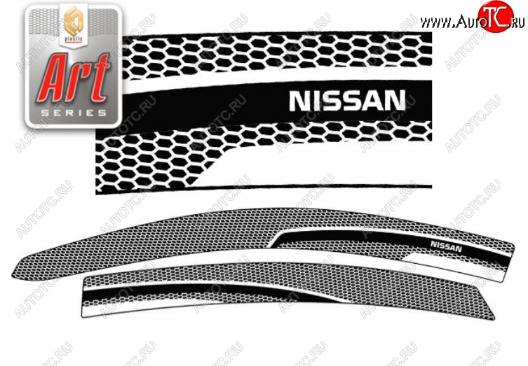 2 199 р. Дефлектора окон CA-Plastic  Nissan Bluebird Sylphy  седан (2005-2012) G11 (Серия Art черная, Без хром.молдинга)  с доставкой в г. Вологда