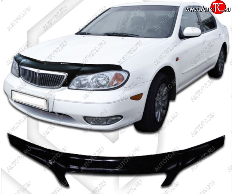 2 399 р. Дефлектор капота CA-Plastiс exclusive Nissan Cefiro A33 (1998-2003) (Classic черный, Без надписи)  с доставкой в г. Вологда