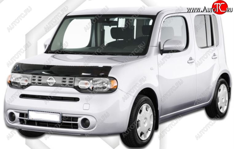 1 999 р. Дефлектор капота CA-Plastic Nissan Cube 3 (2008-2025) (Classic черный, Без надписи)  с доставкой в г. Вологда