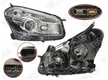 Правая фара (ксенон, с электрокорректором, Евросвет) TYC Nissan Qashqai 1 J10 рестайлинг (2010-2013)