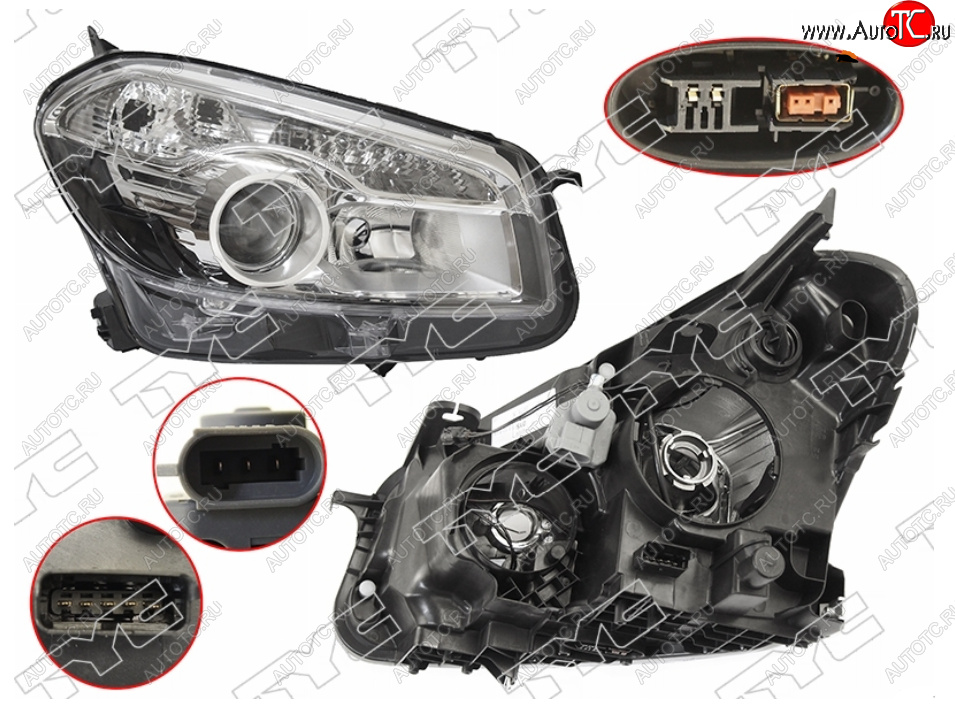 17 599 р. Правая фара (ксенон, с электрокорректором, Евросвет) TYC Nissan Qashqai 1 J10 рестайлинг (2010-2013)  с доставкой в г. Вологда
