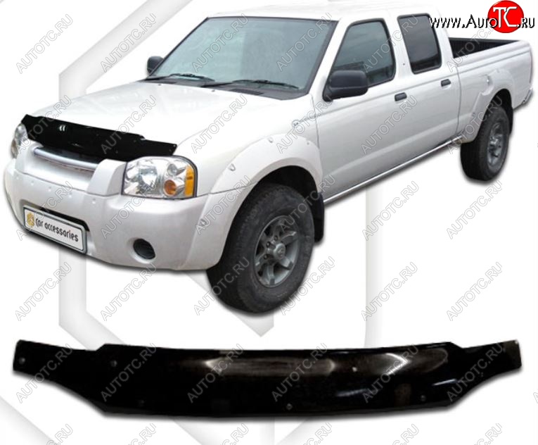 1 999 р. Дефлектор капота CA-Plastic Nissan Frontier 1 рестайлинг (2001-2005) (Classic черный, Без надписи)  с доставкой в г. Вологда