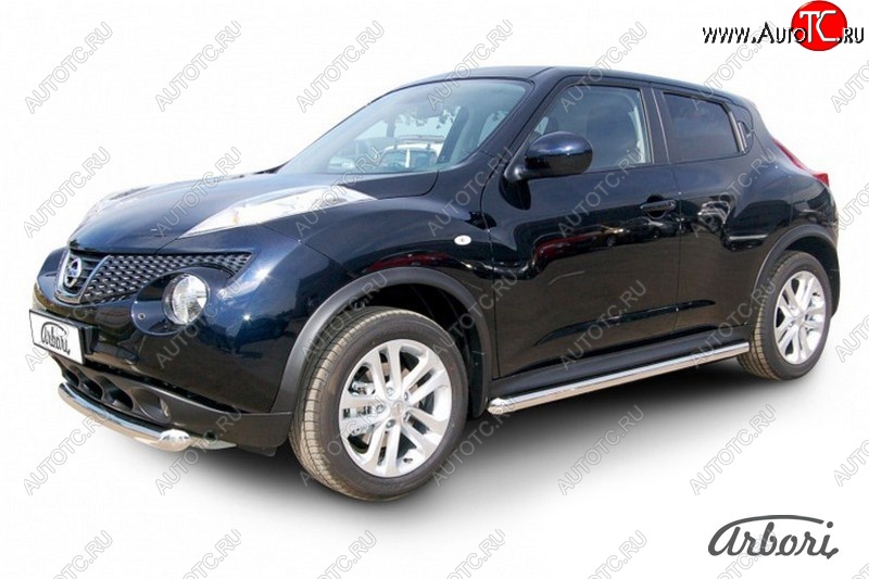 12 149 р. Защита штатных порогов 2WD Arbori (нержавейка, d57 mm). Nissan Juke 1 YF15 дорестайлинг (2010-2014)  с доставкой в г. Вологда