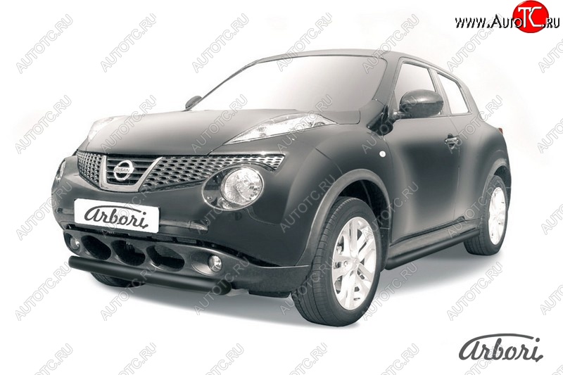 5 399 р. Защита переднего бампера 4WD Arbori (короткая, черная, 1 труба d57 mm). Nissan Juke 1 YF15 рестайлинг (2014-2020)  с доставкой в г. Вологда
