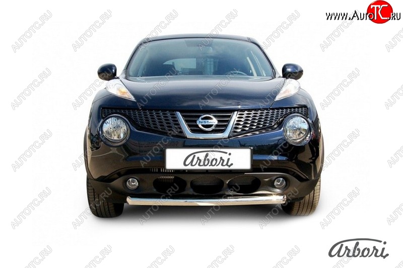 9 809 р. Защита переднего бампера 4WD Arbori (короткая, нержавейка, 1 труба d57 mm). Nissan Juke 1 YF15 рестайлинг (2014-2020)  с доставкой в г. Вологда