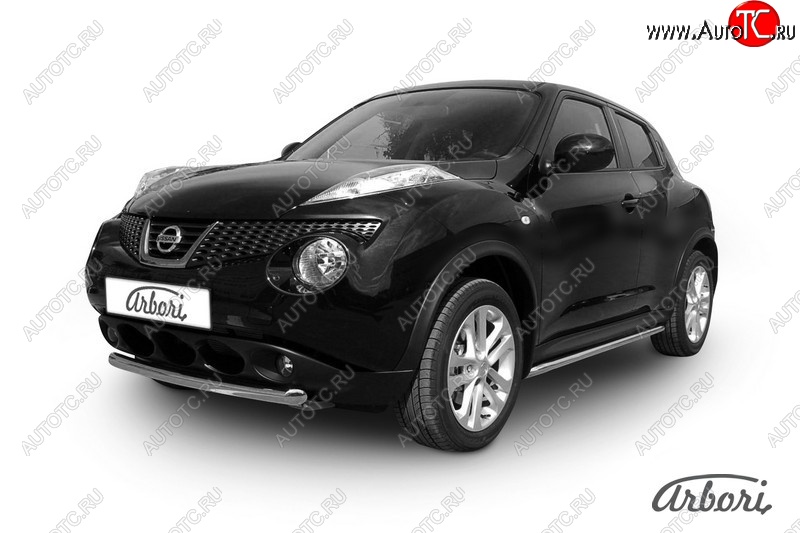 9 809 р. Защита переднего бампера 4WD Arbori (короткая. нержавейка, 1 труба d57 mm). Nissan Juke 1 YF15 рестайлинг (2014-2020)  с доставкой в г. Вологда