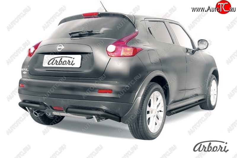 8 999 р. Защита заднего бампера Arbori (уголки, черная, 1 труба d57 mm). Nissan Juke 1 YF15 рестайлинг (2014-2020) (2WD)  с доставкой в г. Вологда