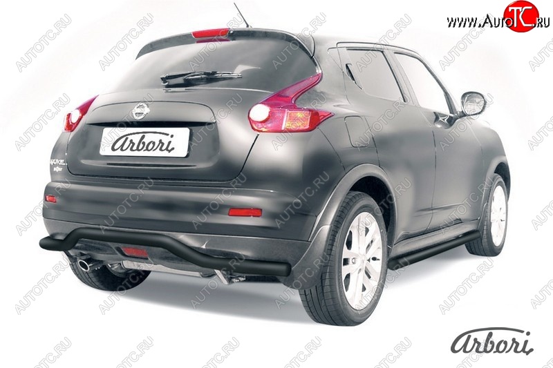 5 939 р. Защита заднего бампера 2WD Arbori (волна, черная, 1 труба d57 mm). Nissan Juke 1 YF15 рестайлинг (2014-2020)  с доставкой в г. Вологда