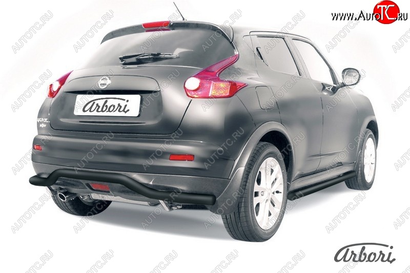 5 939 р. Защита заднего бампера 4WD Arbori (волна, черная, 1 труба d57 mm). Nissan Juke 1 YF15 рестайлинг (2014-2020)  с доставкой в г. Вологда
