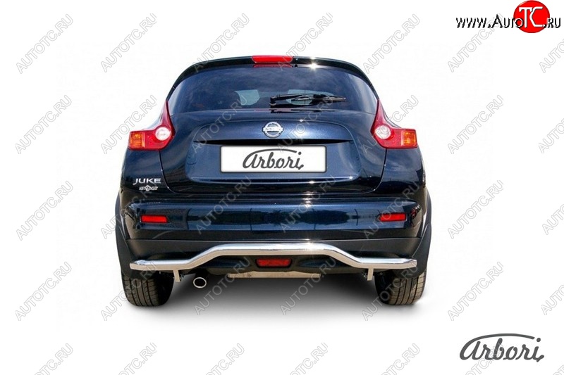 14 759 р. Защита заднего бампера Arbori (волна, нержавейка, 1 труба d57 mm). Nissan Juke 1 YF15 рестайлинг (2014-2020) (4WD)  с доставкой в г. Вологда