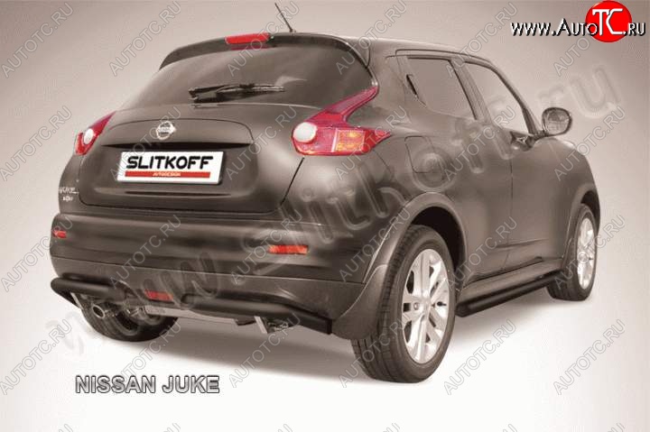 7 499 р. Защита заднего бампера из труб d57 Slitkoff (уголки, 57, 2WD) Nissan Juke 1 YF15 рестайлинг (2014-2020) (Цвет: серебристый)  с доставкой в г. Вологда