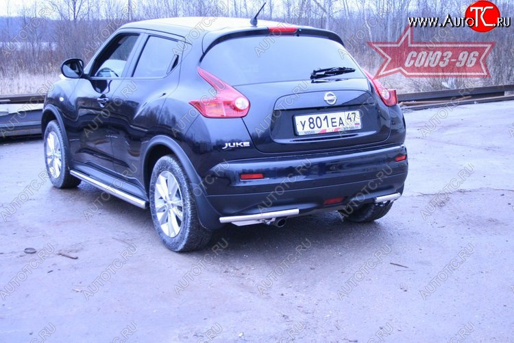 10 619 р. Защита заднего бампера из боковых уголков 4x4 Souz-96 (d42) Nissan Juke 1 YF15 рестайлинг (2014-2020)  с доставкой в г. Вологда