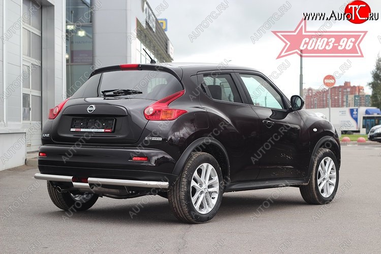 14 489 р. Защита заднего бампера 4x4 Souz-96 Premium (d60) Nissan Juke 1 YF15 рестайлинг (2014-2020)  с доставкой в г. Вологда