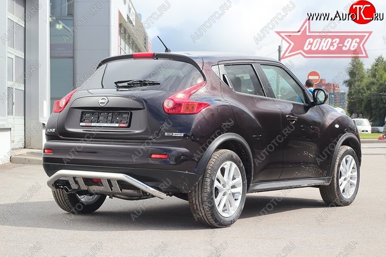 17 729 р. Защита заднего бампера с элементами из профиля 4х4 Souz-96 (d60) Nissan Juke 1 YF15 рестайлинг (2014-2020)  с доставкой в г. Вологда