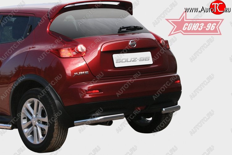 9 629 р. Защита заднего бампера Souz-96 (d60) Nissan Juke 1 YF15 рестайлинг (2014-2020)  с доставкой в г. Вологда