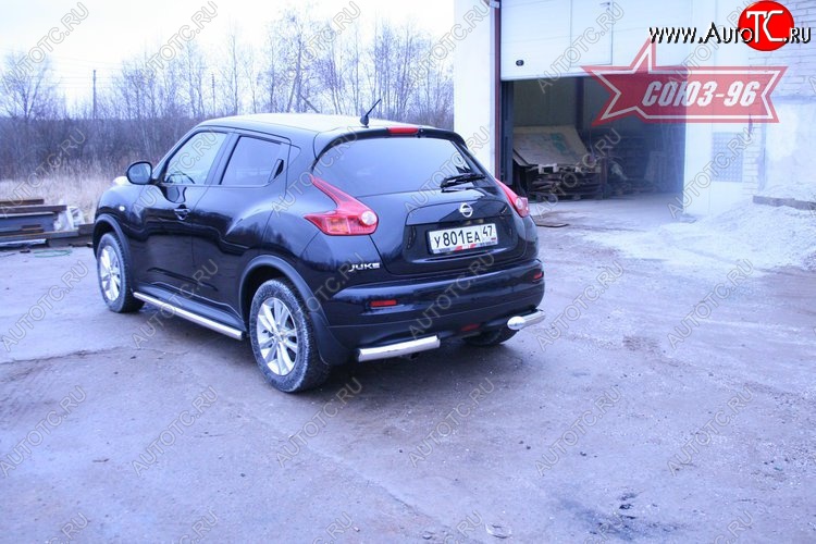 11 987 р. Защита заднего бампера из боковых уголков 4х4 Souz-96 (d76) Nissan Juke 1 YF15 рестайлинг (2014-2020)  с доставкой в г. Вологда