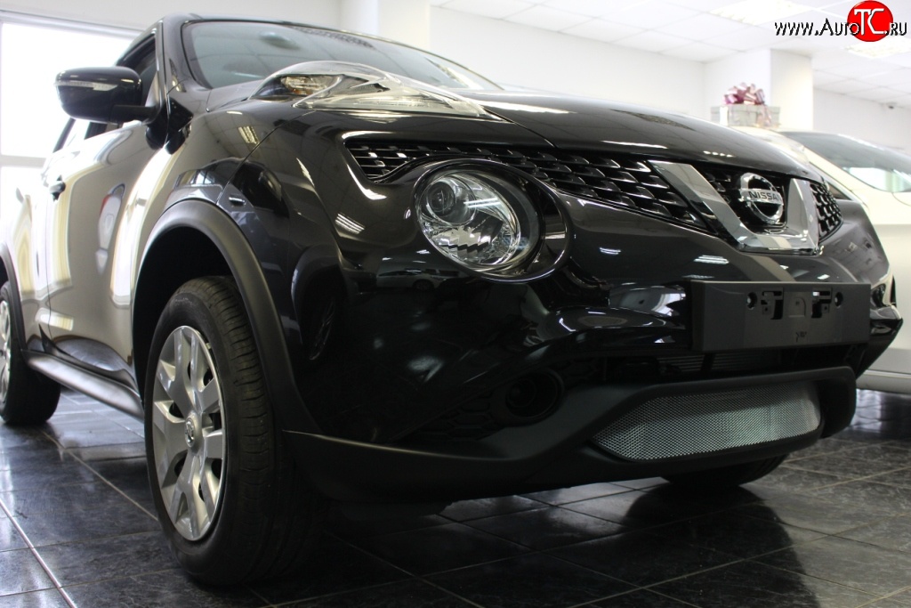 1 539 р. Сетка на бампер (рестайлинг) Russtal (хром) Nissan Juke 1 YF15 дорестайлинг (2010-2014)  с доставкой в г. Вологда