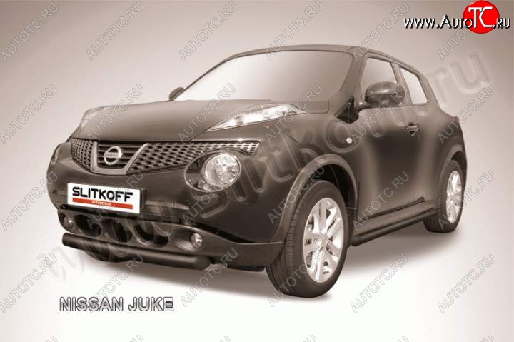 7 999 р. Защита переднего бампера из трубы d76 Slitkoff Nissan Juke 1 YF15 дорестайлинг (2010-2014) (Цвет: серебристый)  с доставкой в г. Вологда