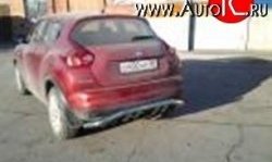 Защита заднего бампера d63.5 мм с изгибом Металл Дизайн Nissan Juke 1 YF15 дорестайлинг (2010-2014) (полированная нержавейка)