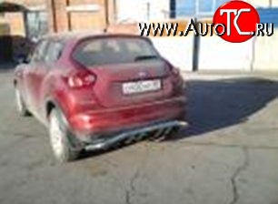 8 799 р. Защита заднего бампера d63.5 мм с изгибом Металл Дизайн Nissan Juke 1 YF15 дорестайлинг (2010-2014) (полированная нержавейка)  с доставкой в г. Вологда